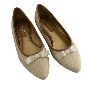 Liz Claiborne Ballet Flats Linen/Canvas With Bow Size 8